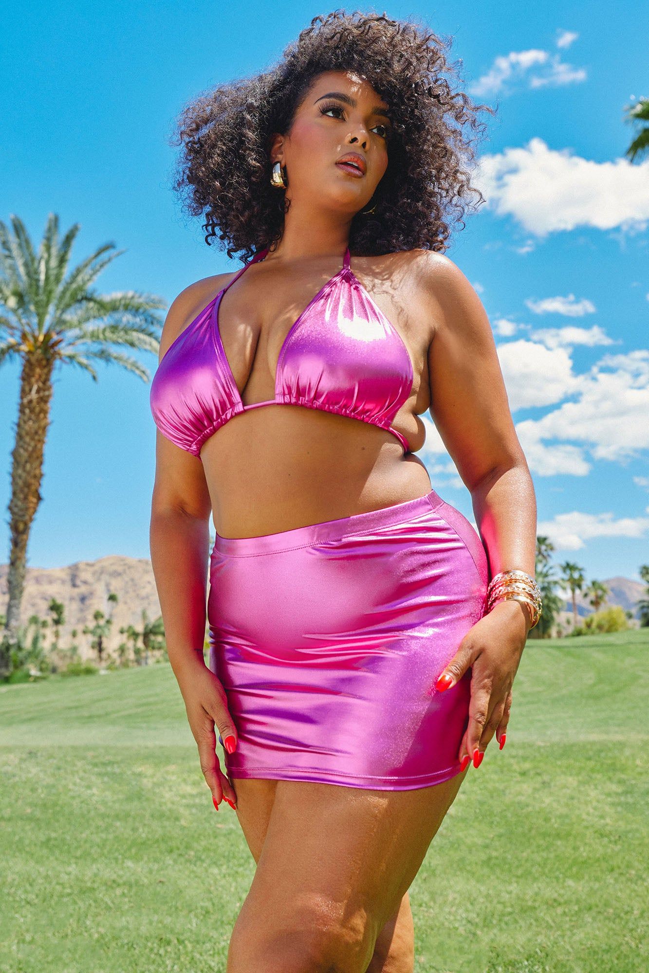 Maui Metallic Swim Skirt Bikini Bottom - Pink sold by Fashion Nova product image thumbnail 7