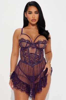 Read My Lips Lace Babydoll - Purple sold by Fashion Nova