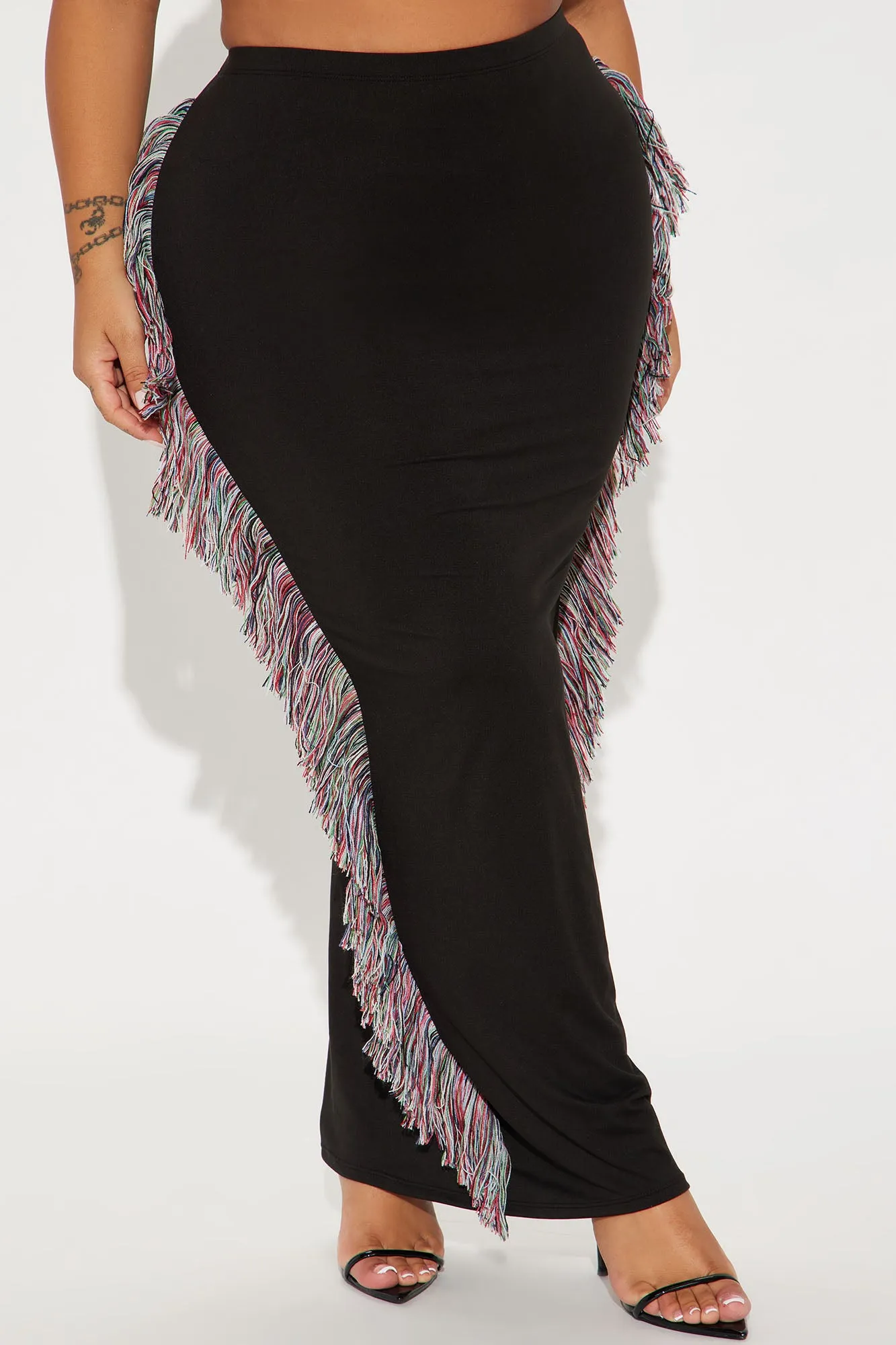 Moves To Make Fringe Maxi Skirt - Black/combo sold by Fashion Nova product image thumbnail 5