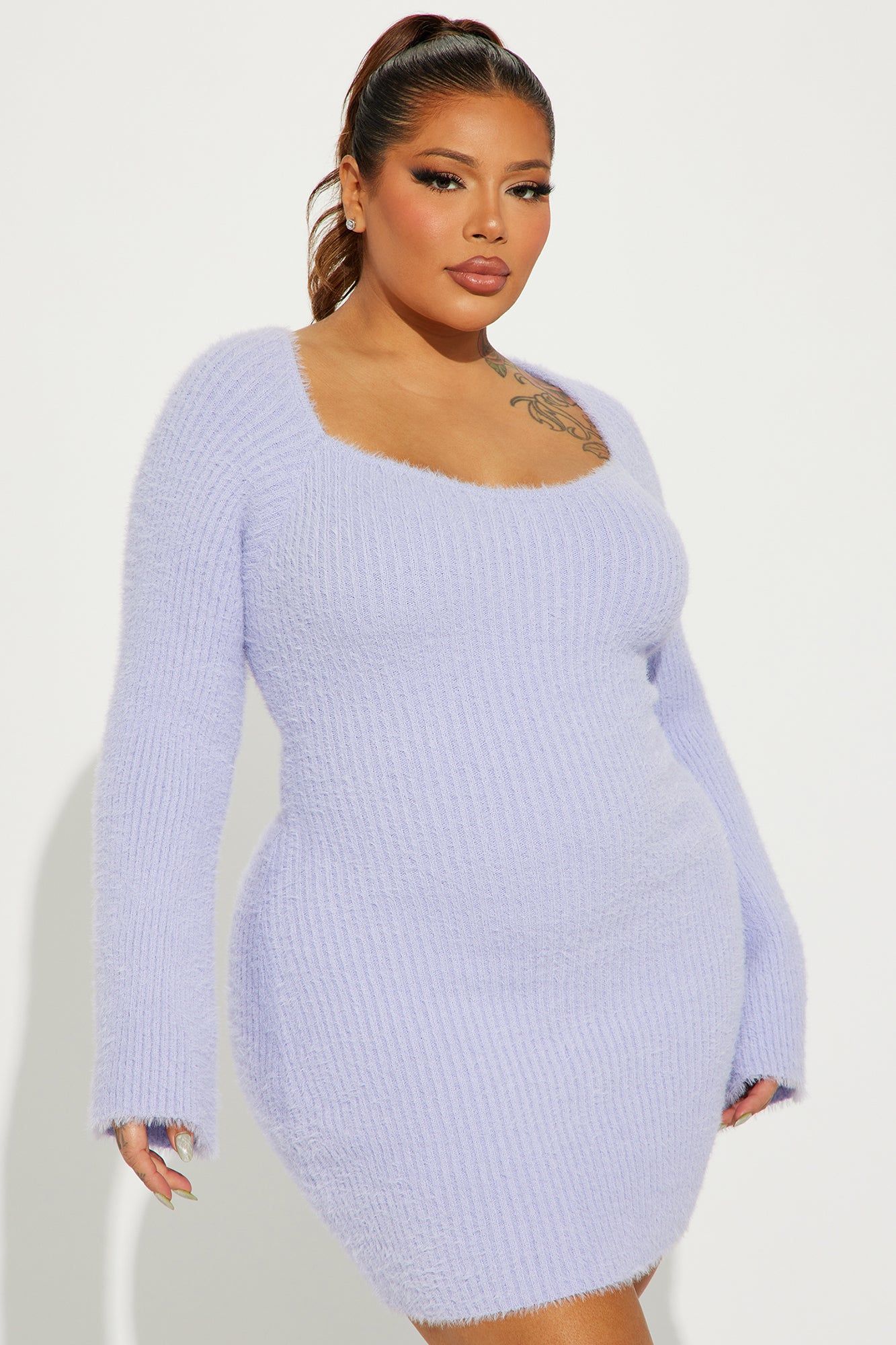Amirah Cozy Sweater Mini Dress - Lavender sold by Fashion Nova product image thumbnail 4