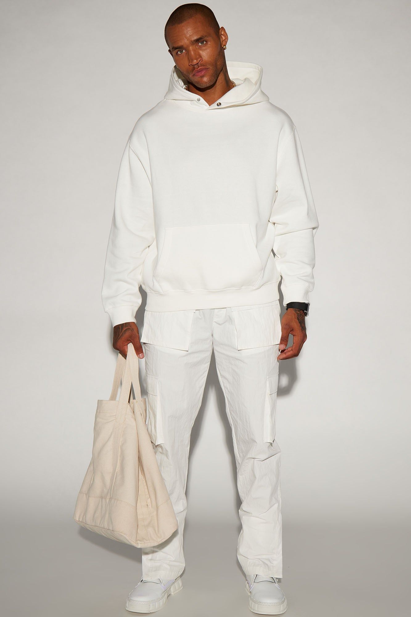 Tyson Hoodie With Snap Button - White sold by Fashion Nova product image thumbnail 3