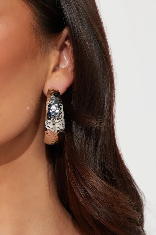 Never Bored Hoop Earrings - Silver sold by Fashion Nova