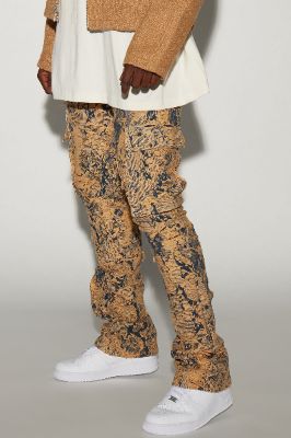 Inspired Stacked Skinny Flare Pants - Cream/combo sold by Fashion Nova