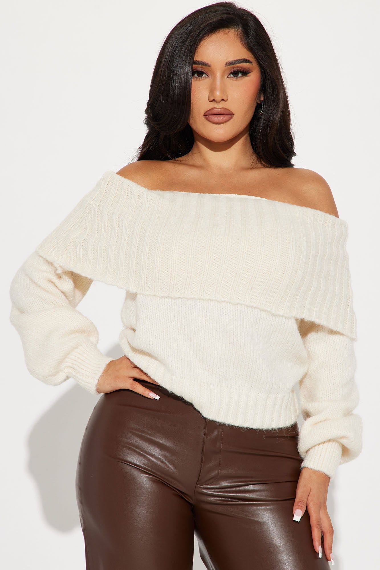 Call Me Off Shoulder Sweater - Beige sold by Fashion Nova