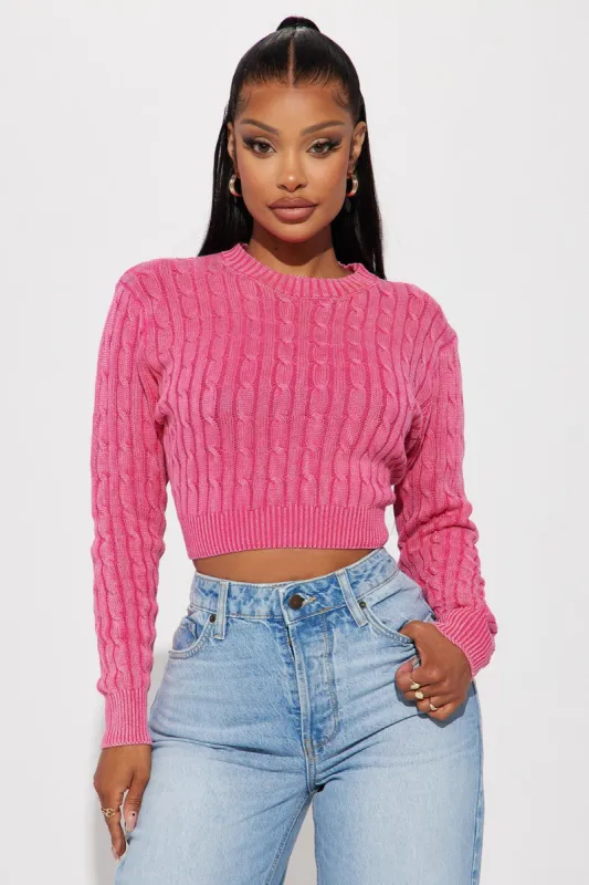 Street Lights Washed Sweater - Magenta sold by Fashion Nova
