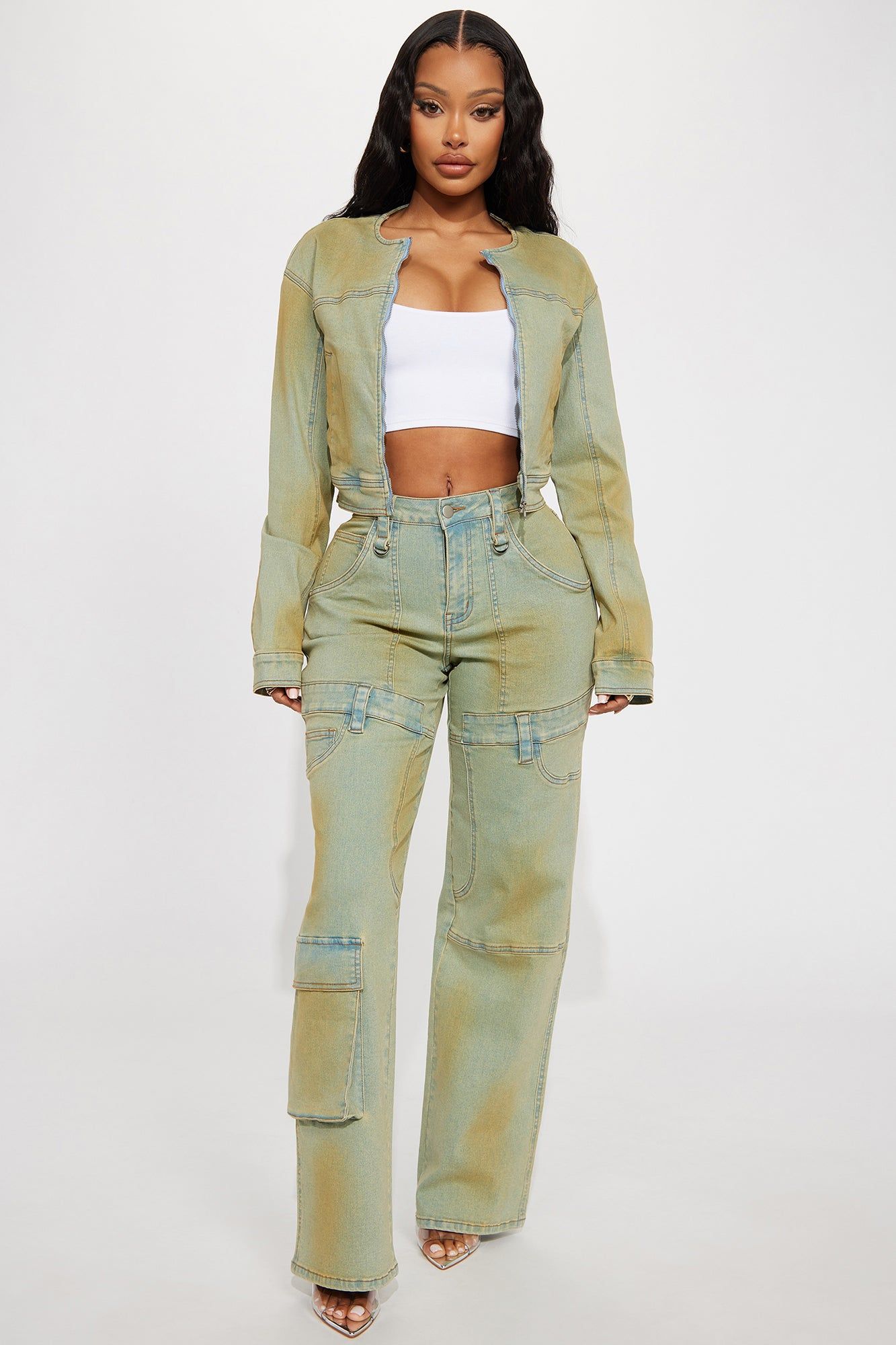 Tatiana Tinted Crop Moto Jacket - Light Wash sold by Fashion Nova product image thumbnail 2