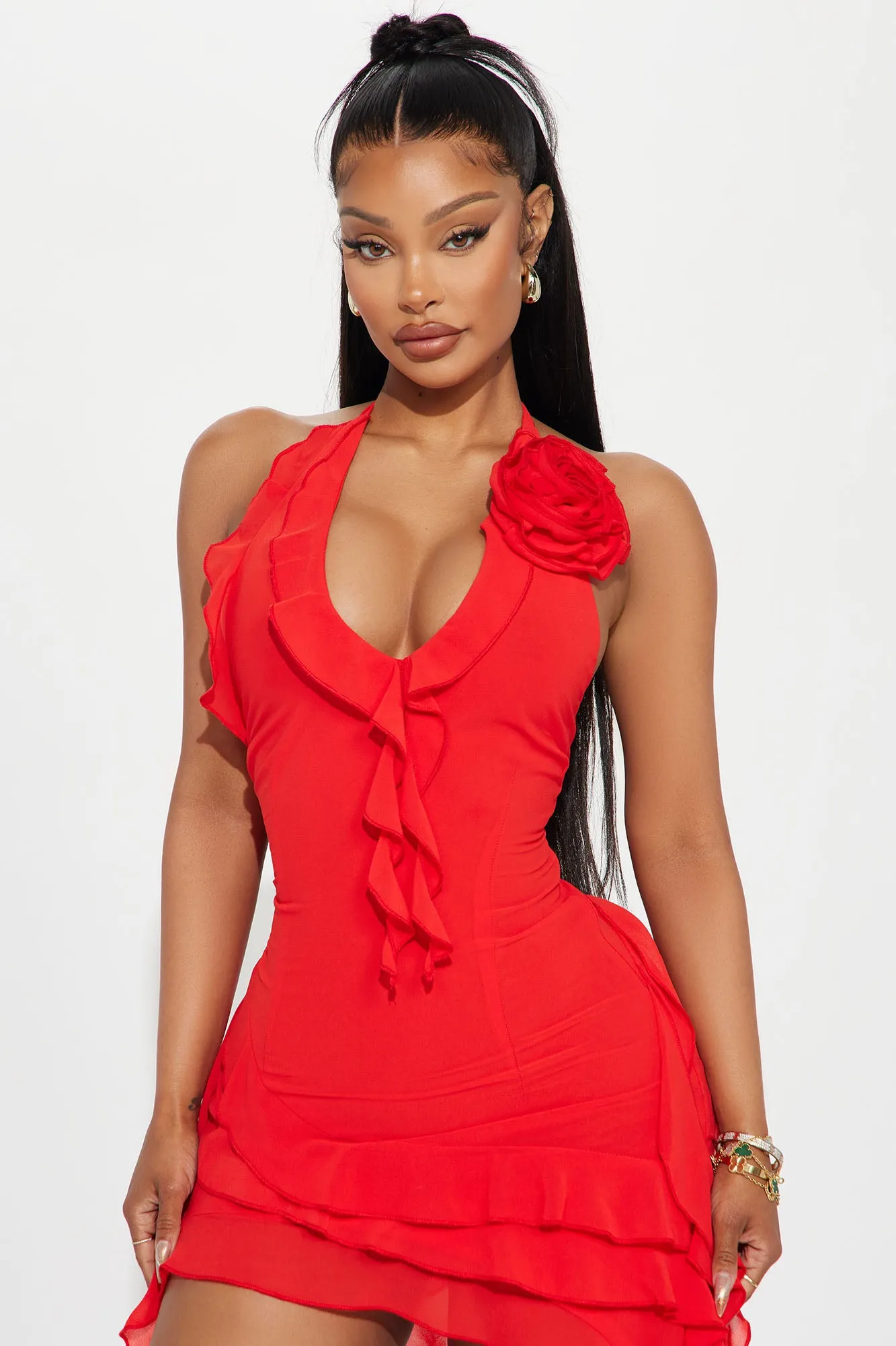Ruffles and Roses Midi Dress - Red sold by Fashion Nova product image thumbnail 2