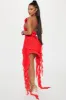 Ruffles and Roses Midi Dress - Red sold by Fashion Nova