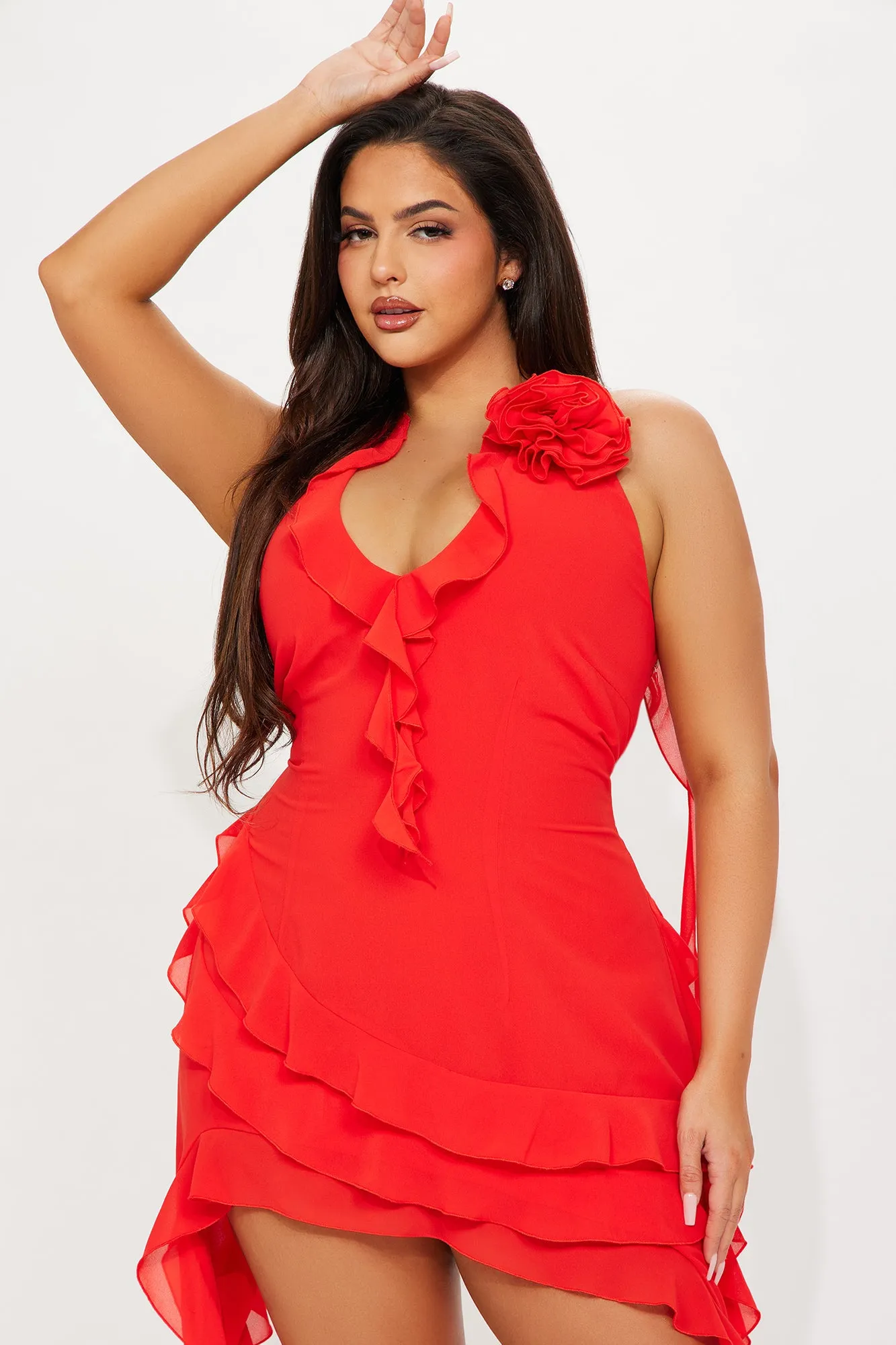 Ruffles and Roses Midi Dress - Red sold by Fashion Nova product image thumbnail 5