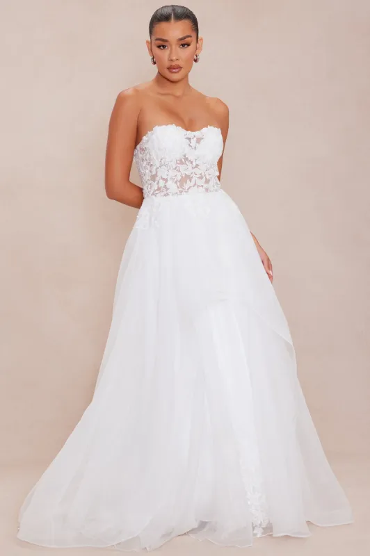 Valentina Floral Embroidered Gown - White sold by Fashion Nova