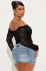Katie Lace Off Shoulder Bodysuit - Black sold by Fashion Nova