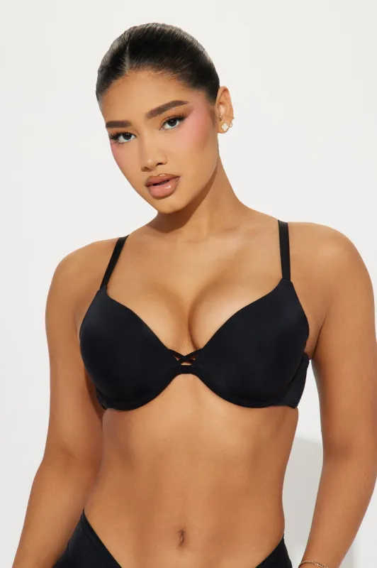 Full Heart Push Up Microfiber Bra - Black sold by Fashion Nova