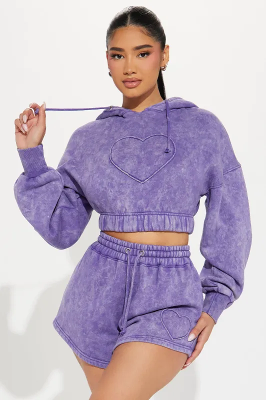 Full Of Heart Washed Lounge Hoodie - Purple sold by Fashion Nova