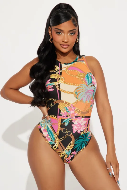 Brittany Baroque Yummy Bodysuit - Black/combo sold by Fashion Nova