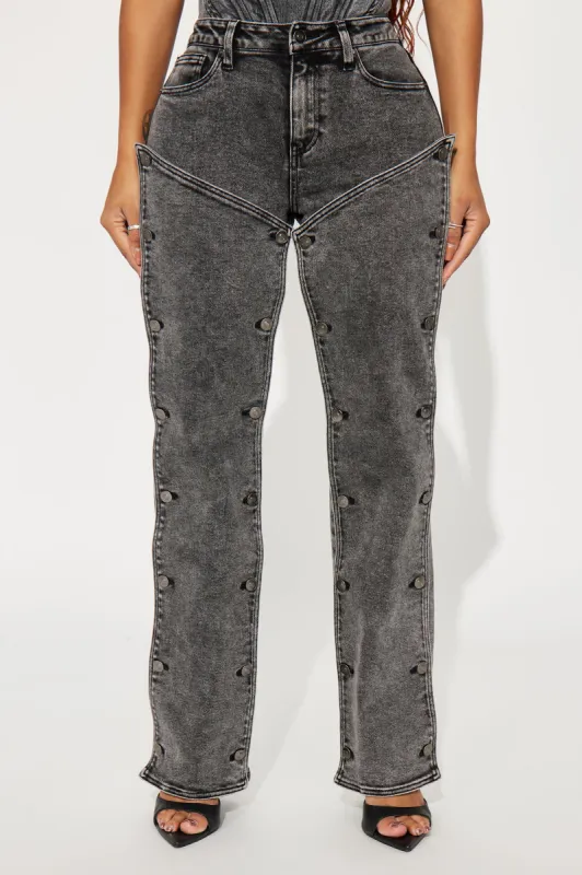 Getting The Word Out Straight Leg Jeans - Black Wash sold by Fashion Nova