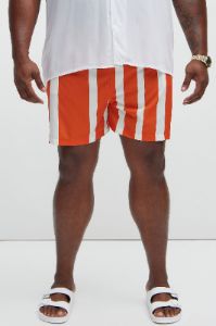 Terracotta Stripes Swim Trunks - Orange sold by Fashion Nova
