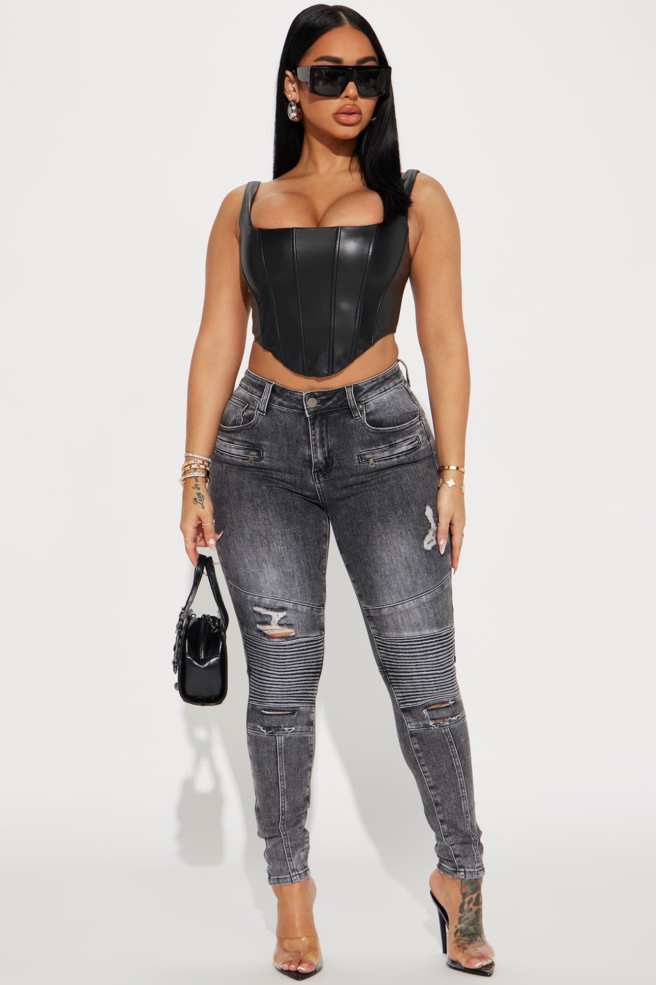Ride Off Stretch Skinny Jeans - Grey sold by Fashion Nova