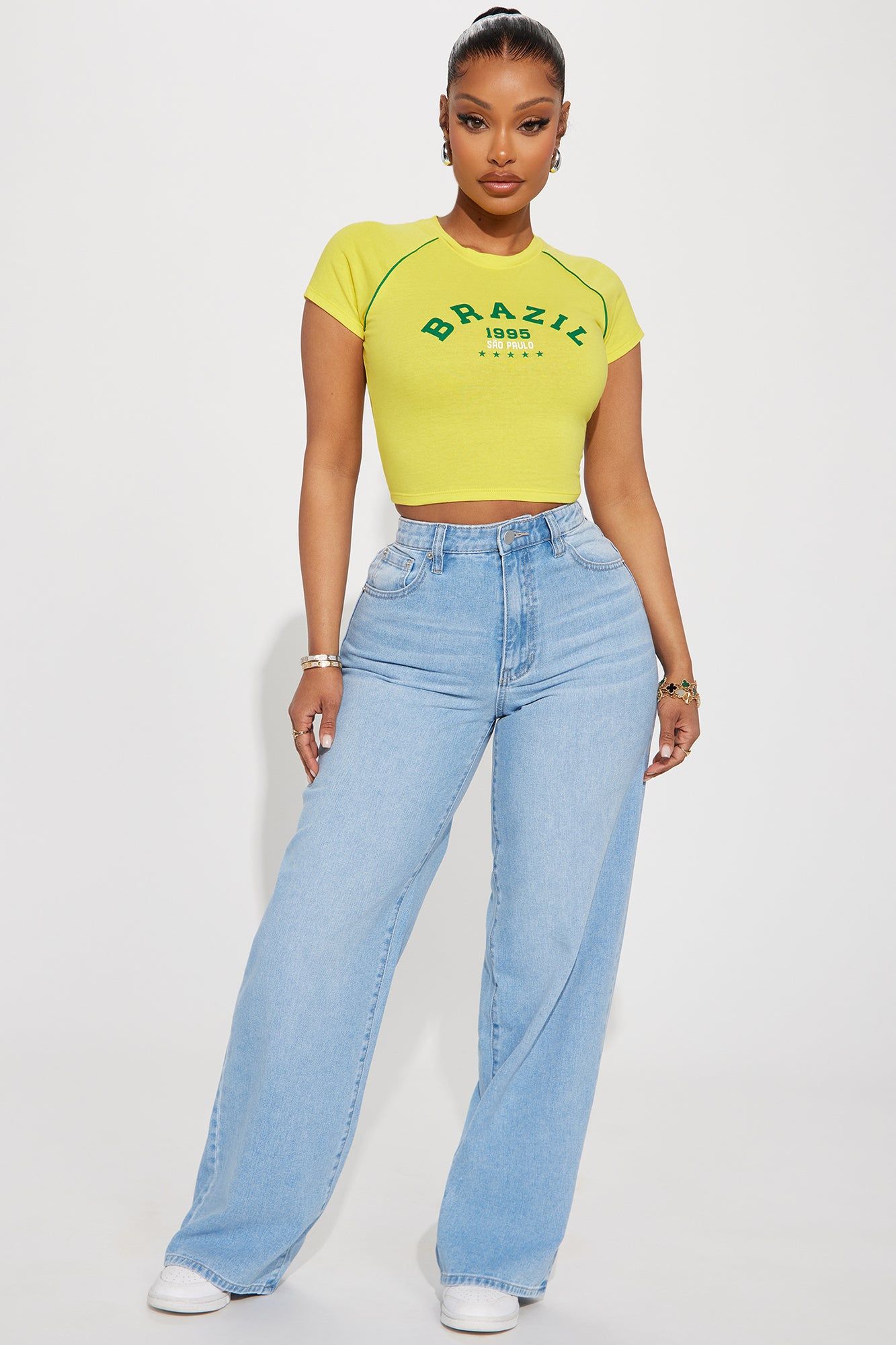 Brazil Baddie Fitted Tee - Yellow sold by Fashion Nova product image thumbnail 2