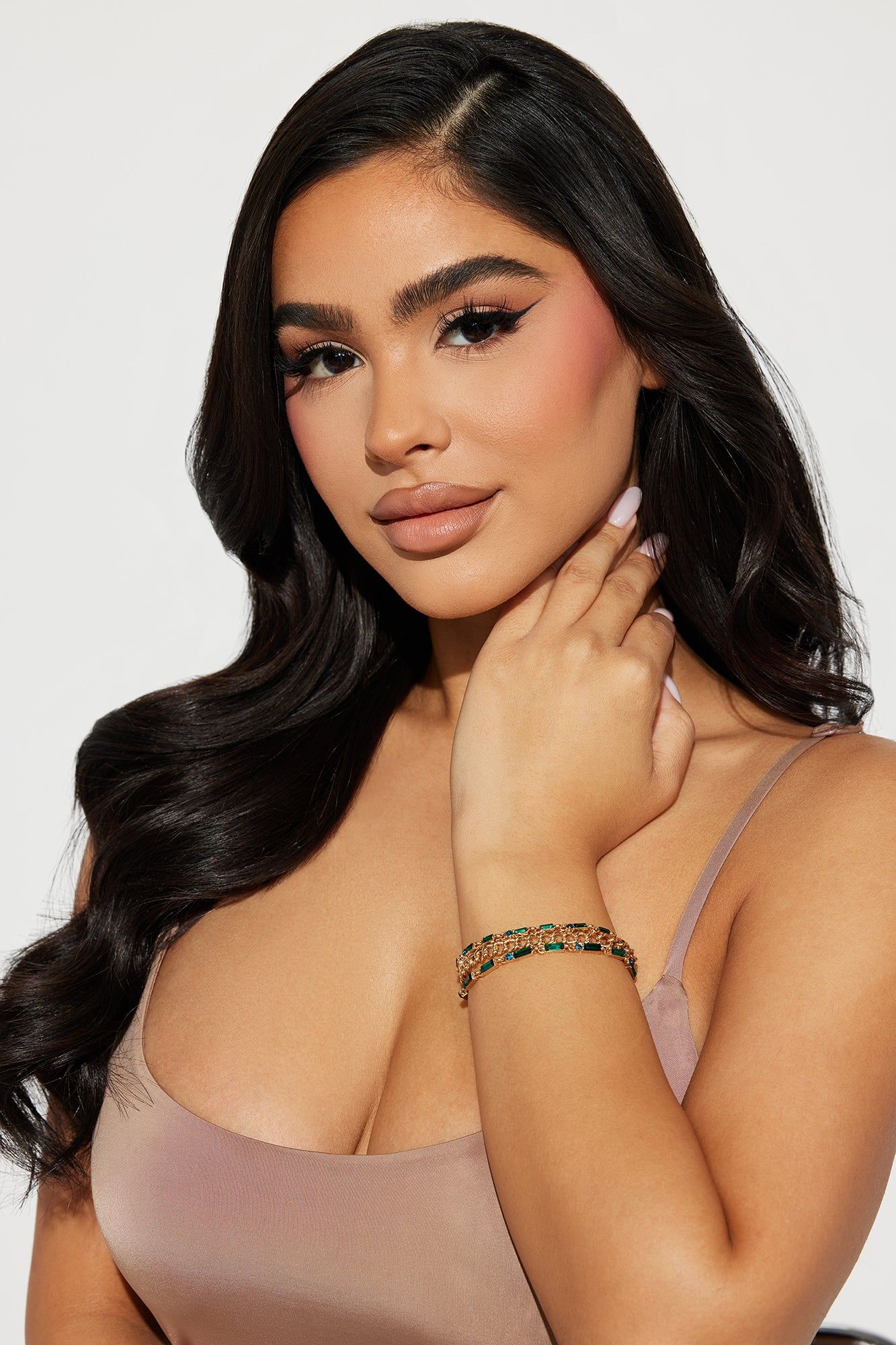Glistening Admiration 3 Piece Bracelet Set - Gold/Green sold by Fashion Nova product image thumbnail 2