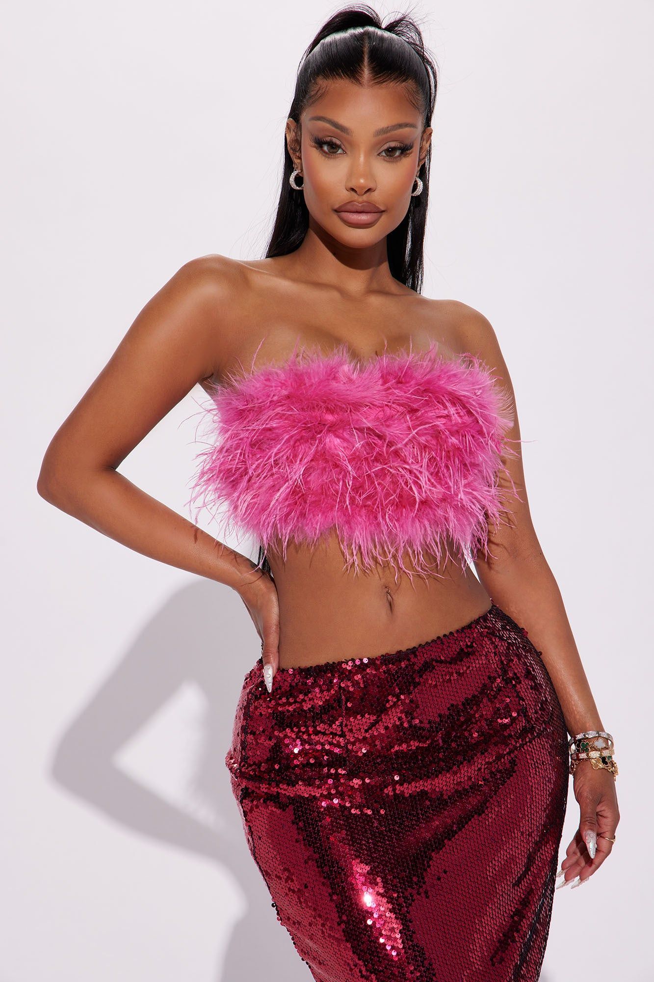Star Of The Show Sequin Skirt Set - Pink sold by Fashion Nova product image thumbnail 2