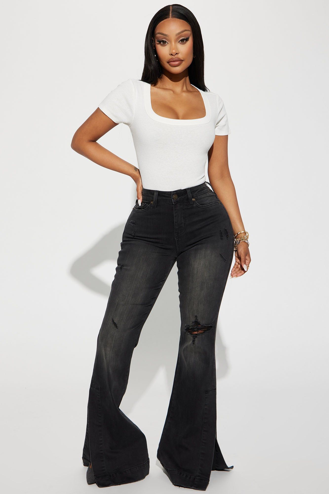 Kourtney Ribbed Baby Tee - Ivory sold by Fashion Nova product image thumbnail 2