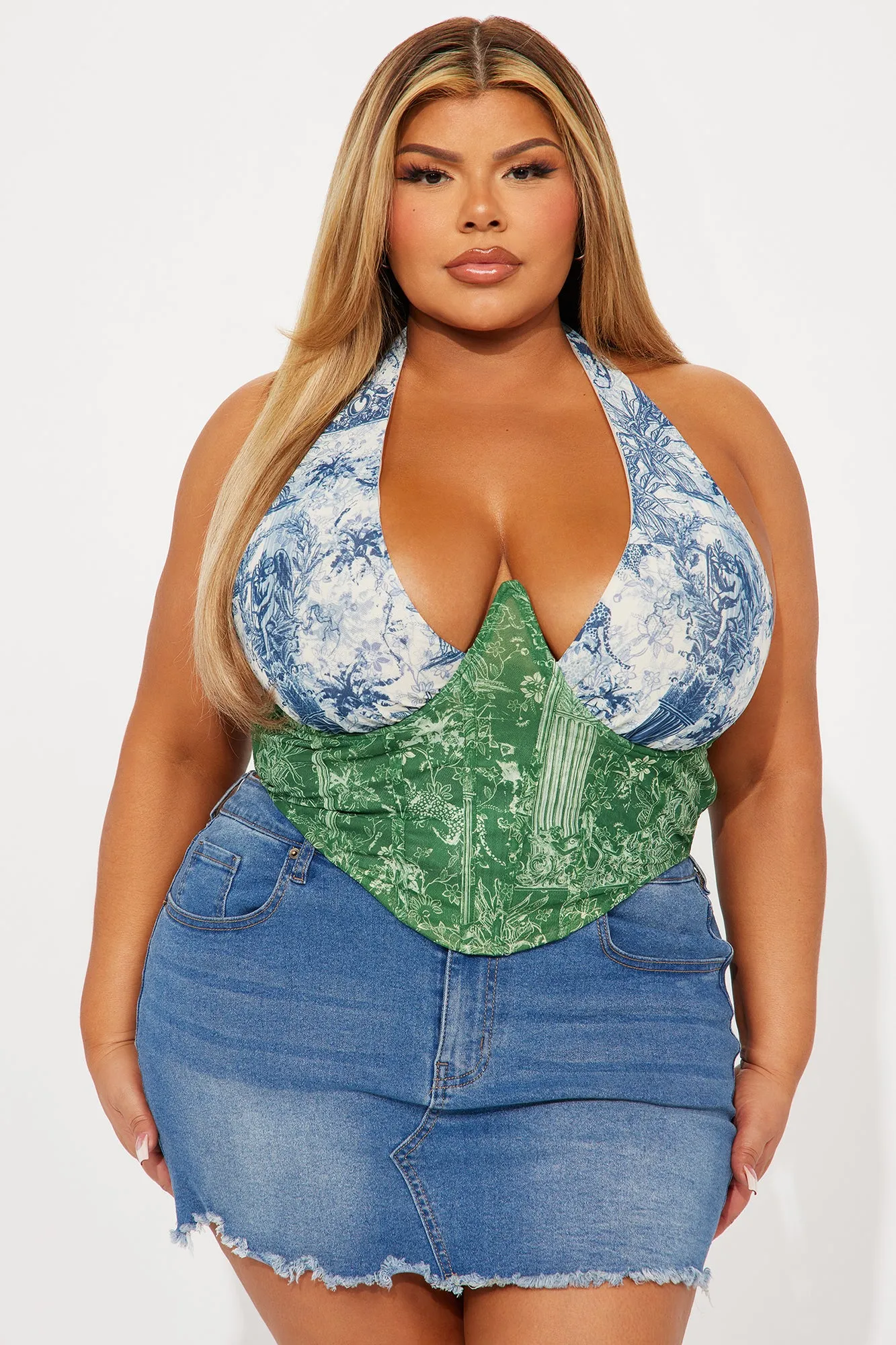 Arianna Halter Corset Top - Green/combo sold by Fashion Nova product image thumbnail 4