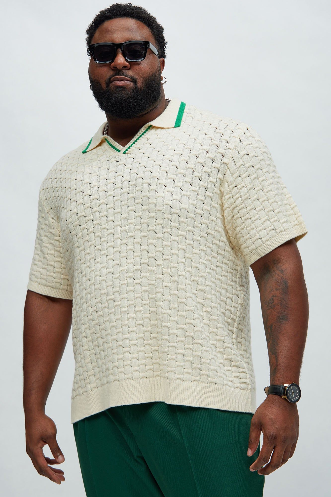Arrow Short Sleeve Polo - Cream/combo sold by Fashion Nova product image thumbnail 5