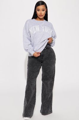 Coming Back For More Wide Leg Jeans - Black Wash sold by Fashion Nova