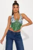 Arianna Halter Corset Top - Green/combo sold by Fashion Nova