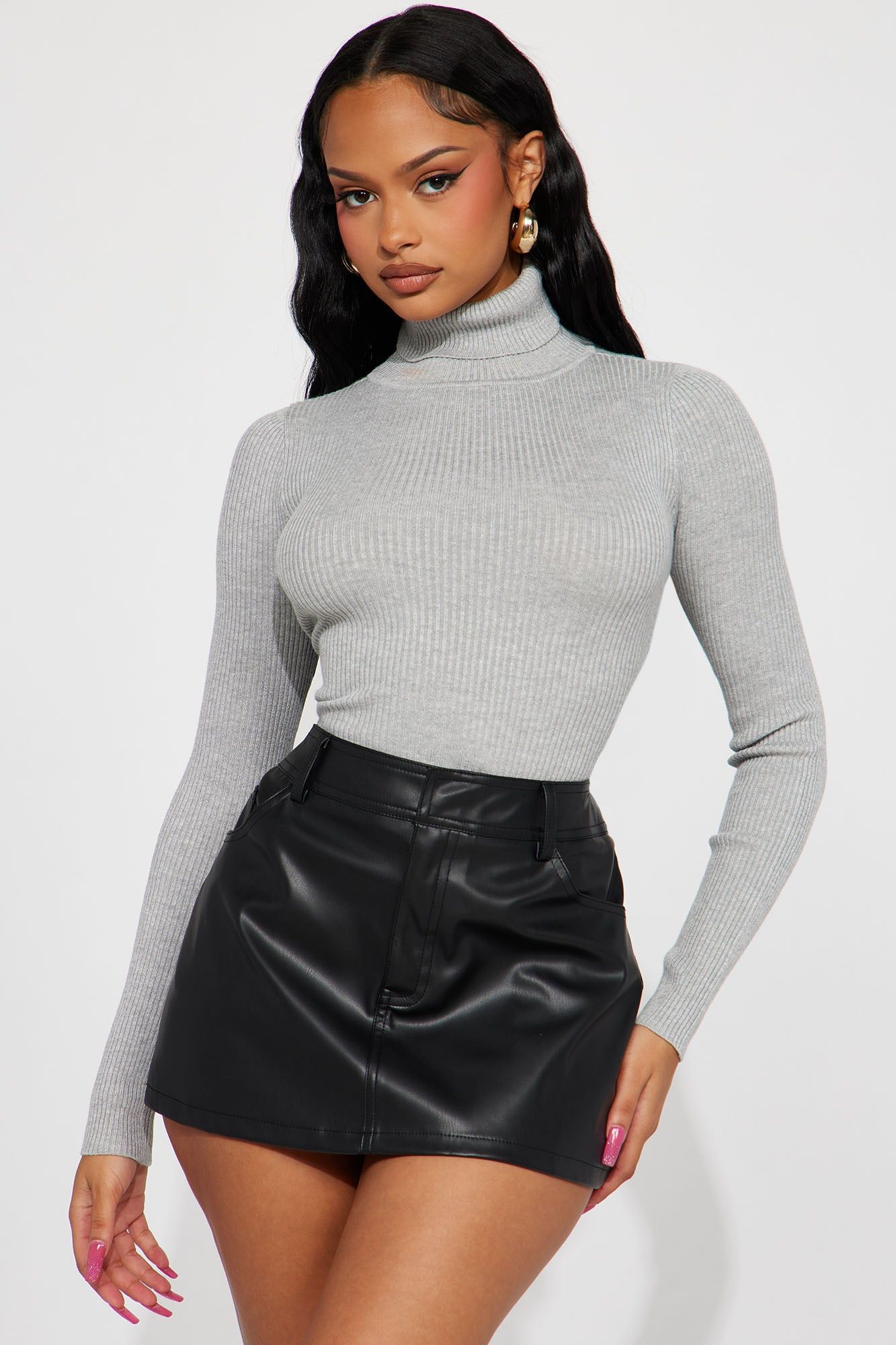 Brookside Sweater Top - Heather Grey sold by Fashion Nova