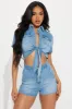 Desert Heart Denim Romper - Light Wash sold by Fashion Nova