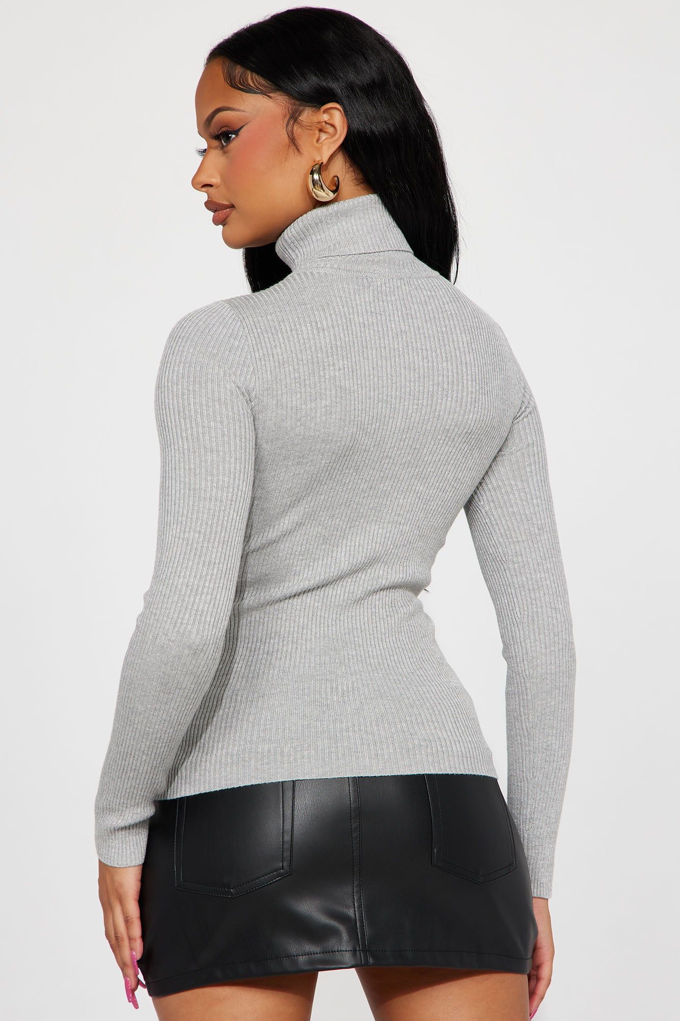 Brookside Sweater Top - Heather Grey sold by Fashion Nova product image thumbnail 3