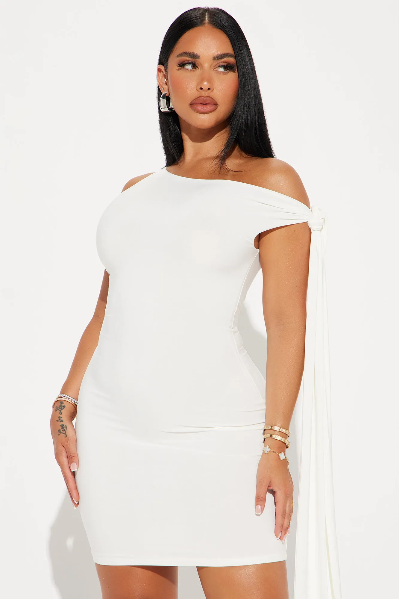 Olympia One Shoulder Mini Dress - White sold by Fashion Nova product image thumbnail 2