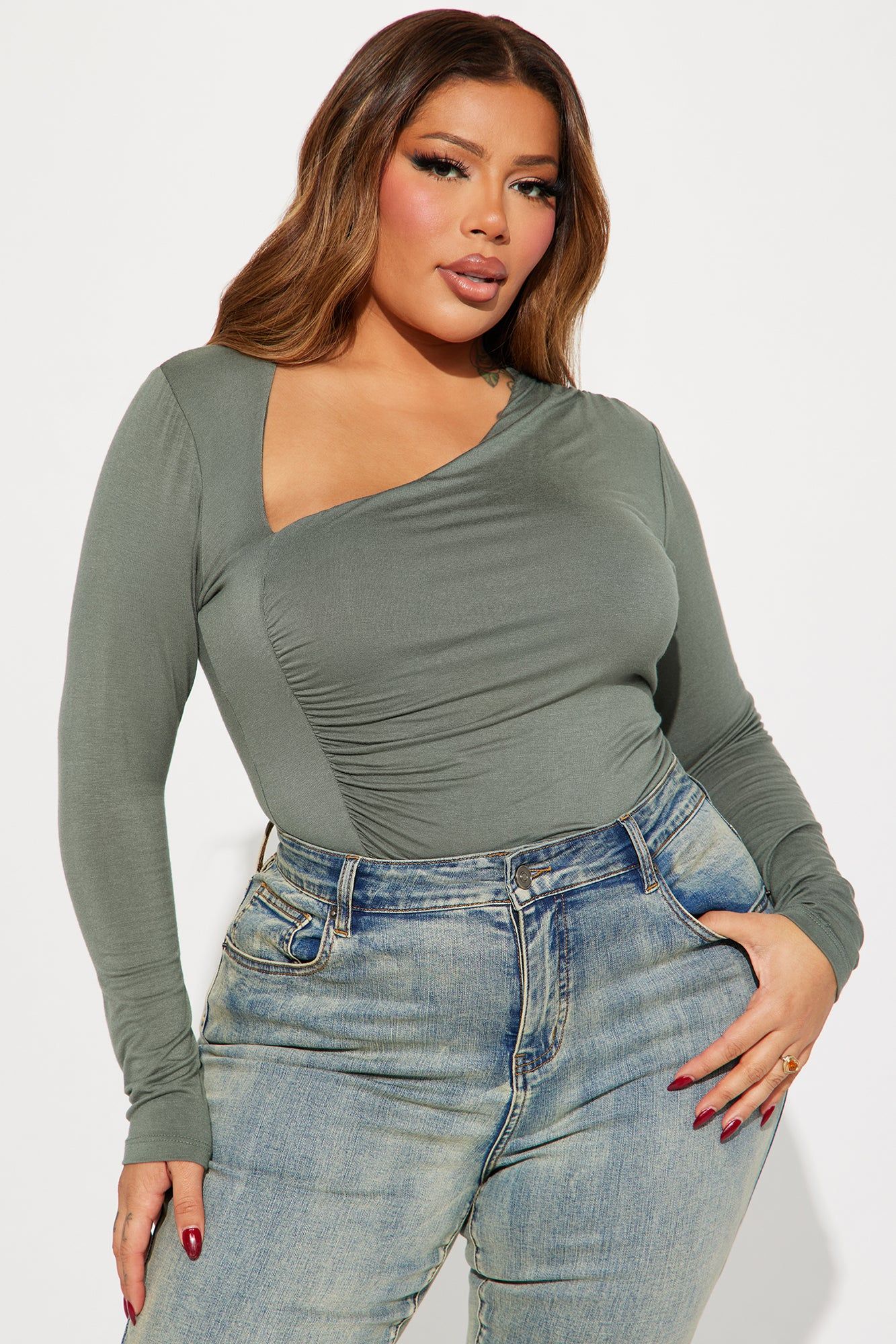 Lost Your Chance Ruched Top - Olive sold by Fashion Nova product image thumbnail 4