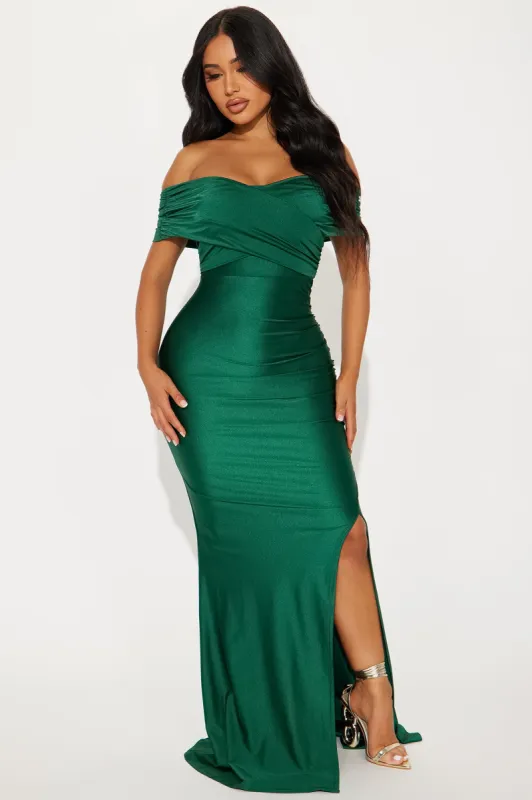 Ignore The Romance Maxi Dress - Hunter sold by Fashion Nova