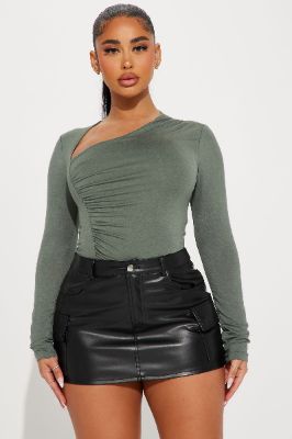 Lost Your Chance Ruched Top - Olive sold by Fashion Nova