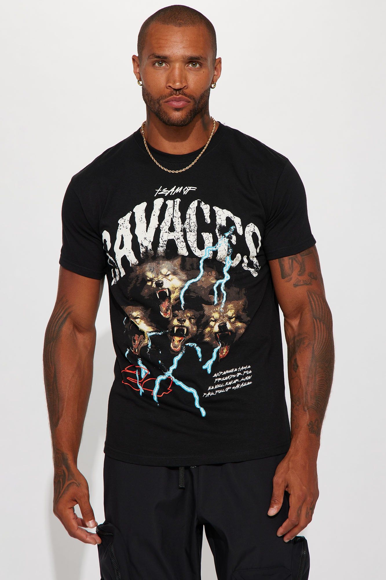 Team Of Savages Short Sleeve Tee - Black sold by Fashion Nova