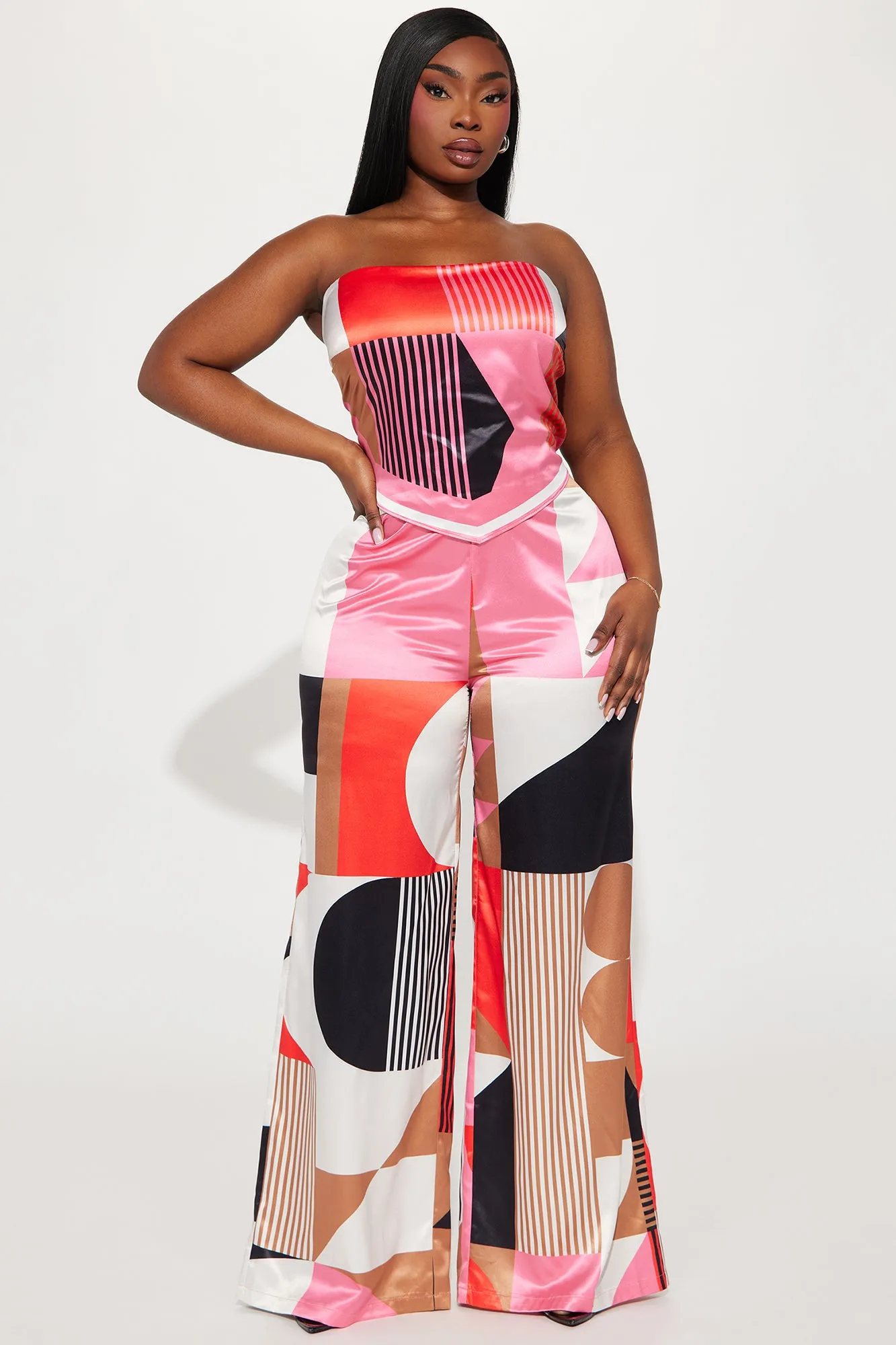 Soft Life Satin Jumpsuit - Pink/combo sold by Fashion Nova product image thumbnail 4