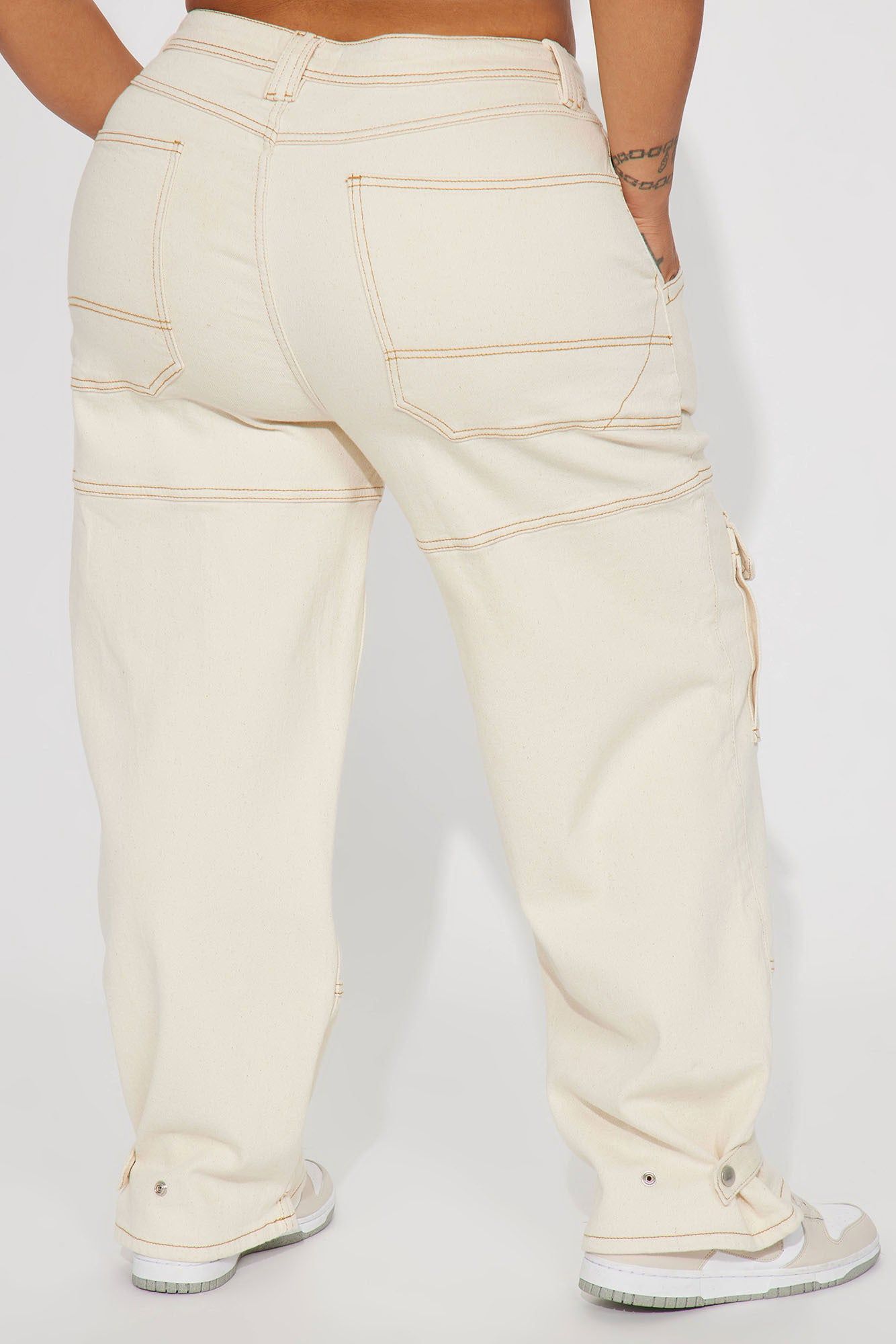 Challenge Accepted Low Stretch Cargo Jeans - Ivory sold by Fashion Nova product image thumbnail 6