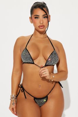 Sparkle Away 2 Piece Rhinestone Set - Black sold by Fashion Nova