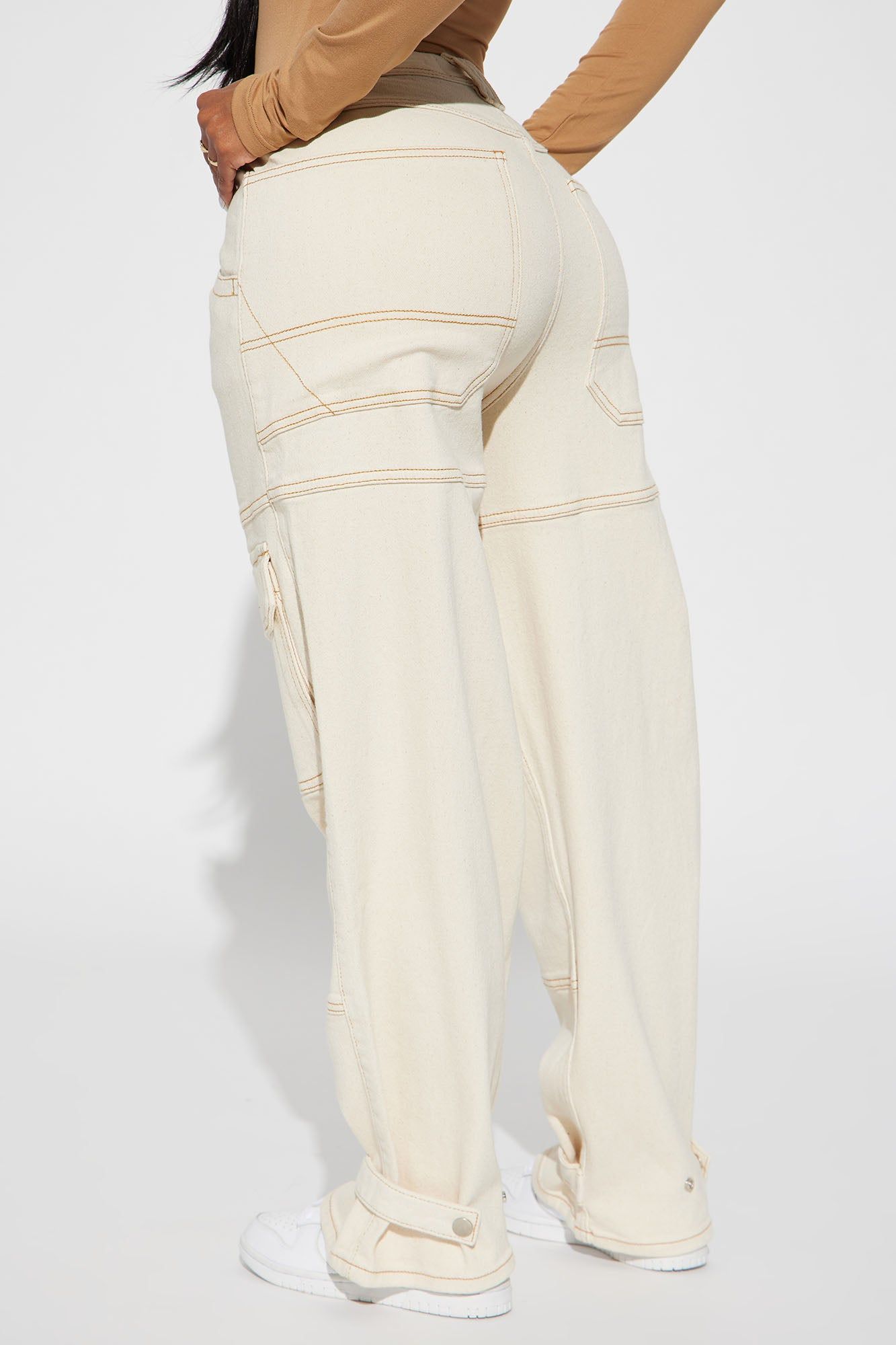 Challenge Accepted Low Stretch Cargo Jeans - Ivory sold by Fashion Nova product image thumbnail 3