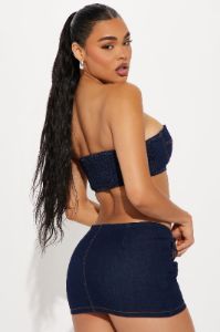 Step In The Room Micro Mini Skirt Set - Dark Wash sold by Fashion Nova