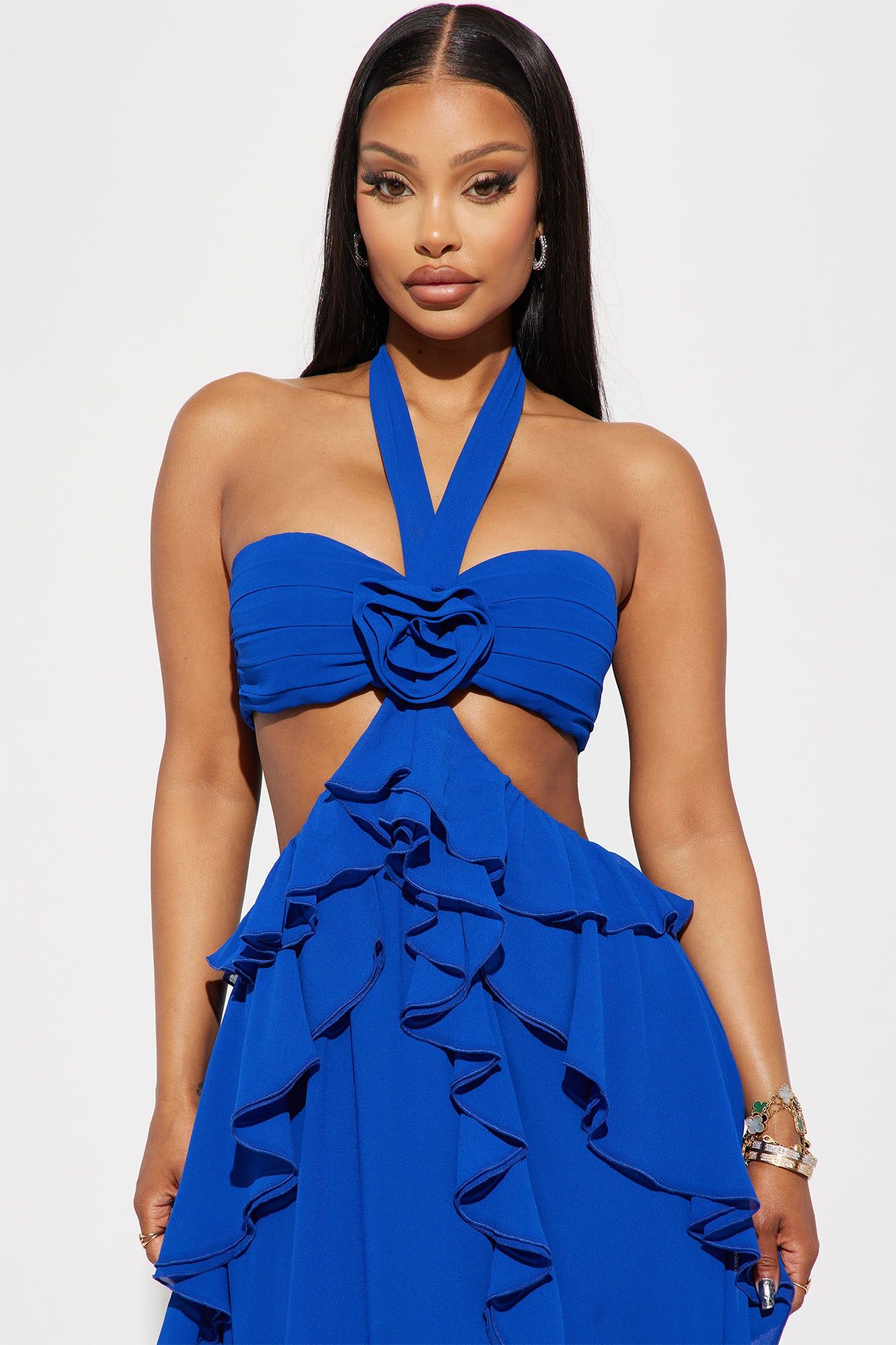 Rosette Ruffle Maxi Dress - Royal sold by Fashion Nova product image thumbnail 2