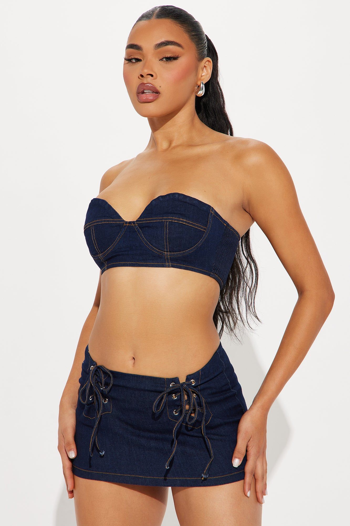 Step In The Room Micro Mini Skirt Set - Dark Wash sold by Fashion Nova product image thumbnail 2