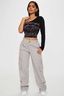 High Standards Wide Leg Cargo Pant - Grey sold by Fashion Nova
