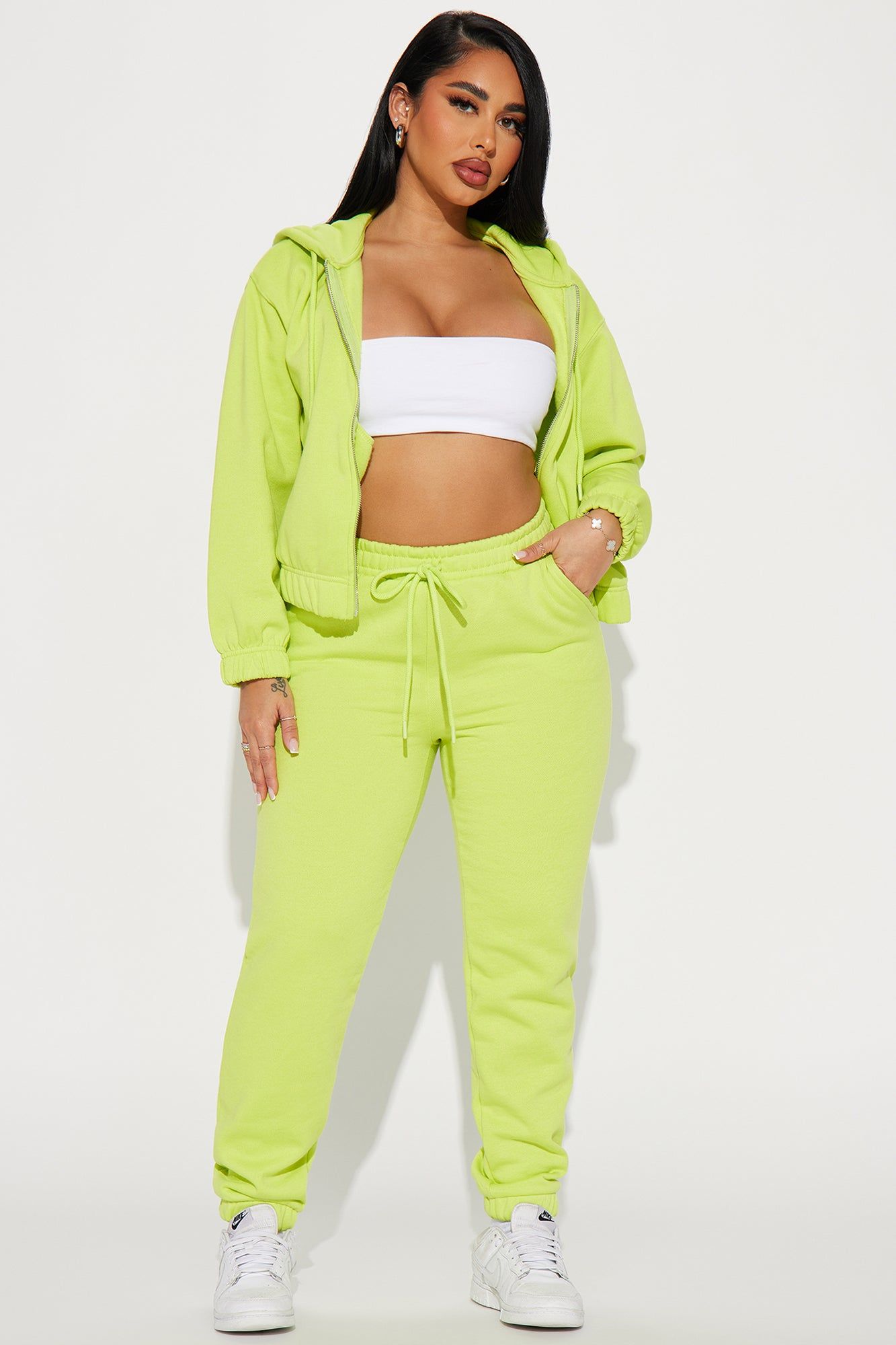 Endless Trips Fleece Jogger Set - Lime sold by Fashion Nova