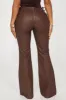 Savannah Washed Faux Leather Flare Pant - Brown/combo sold by Fashion Nova