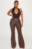 Savannah Washed Faux Leather Flare Pant - Brown/combo sold by Fashion Nova
