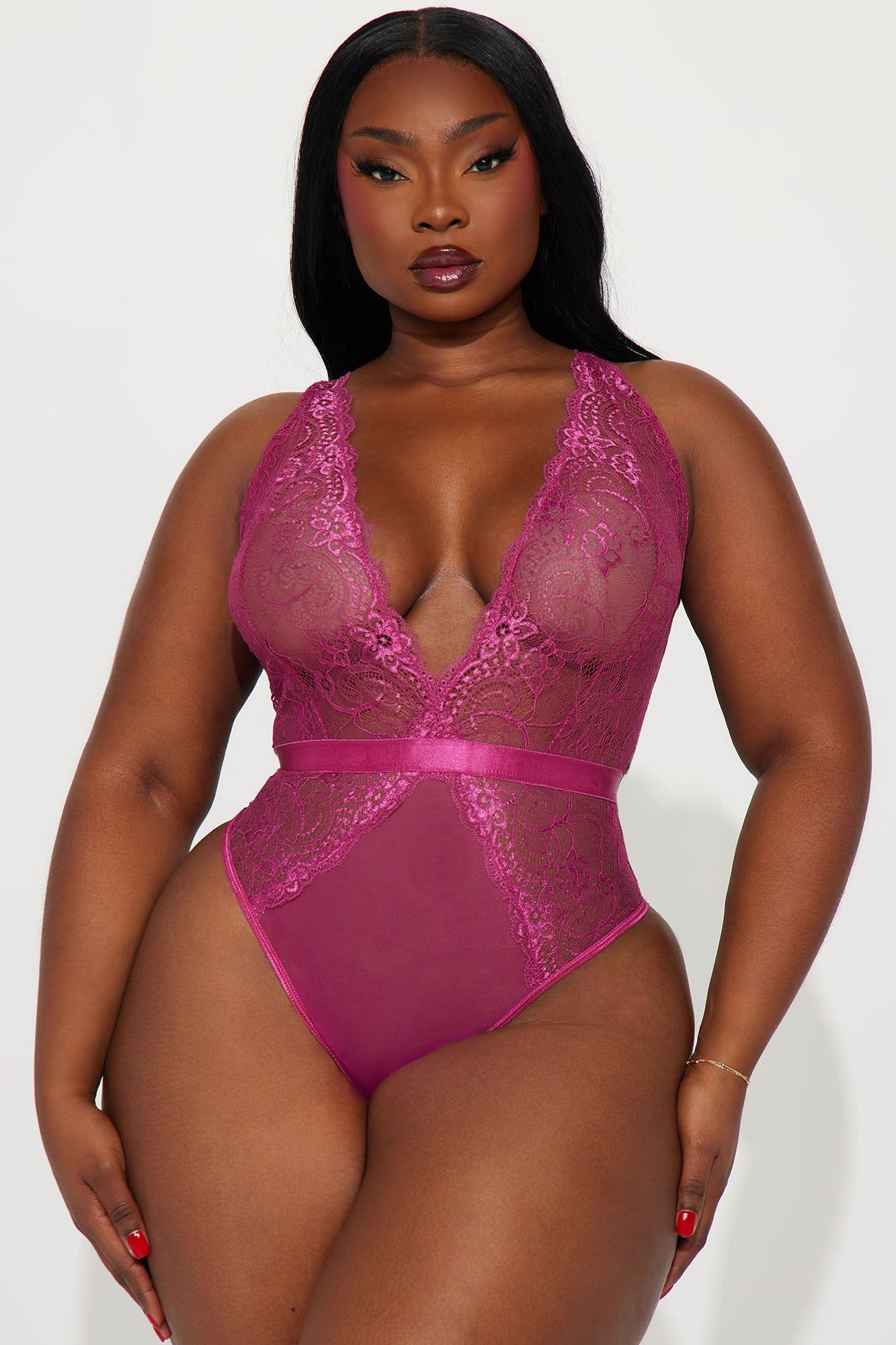 For Granted Lace Teddy - Fuchsia sold by Fashion Nova product image thumbnail 4