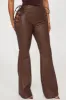 Savannah Washed Faux Leather Flare Pant - Brown/combo sold by Fashion Nova
